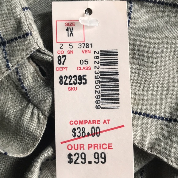 Maggie&Max light brown embroidered floral long sleeve button down shirt Size 1X - Picture 11 of 11